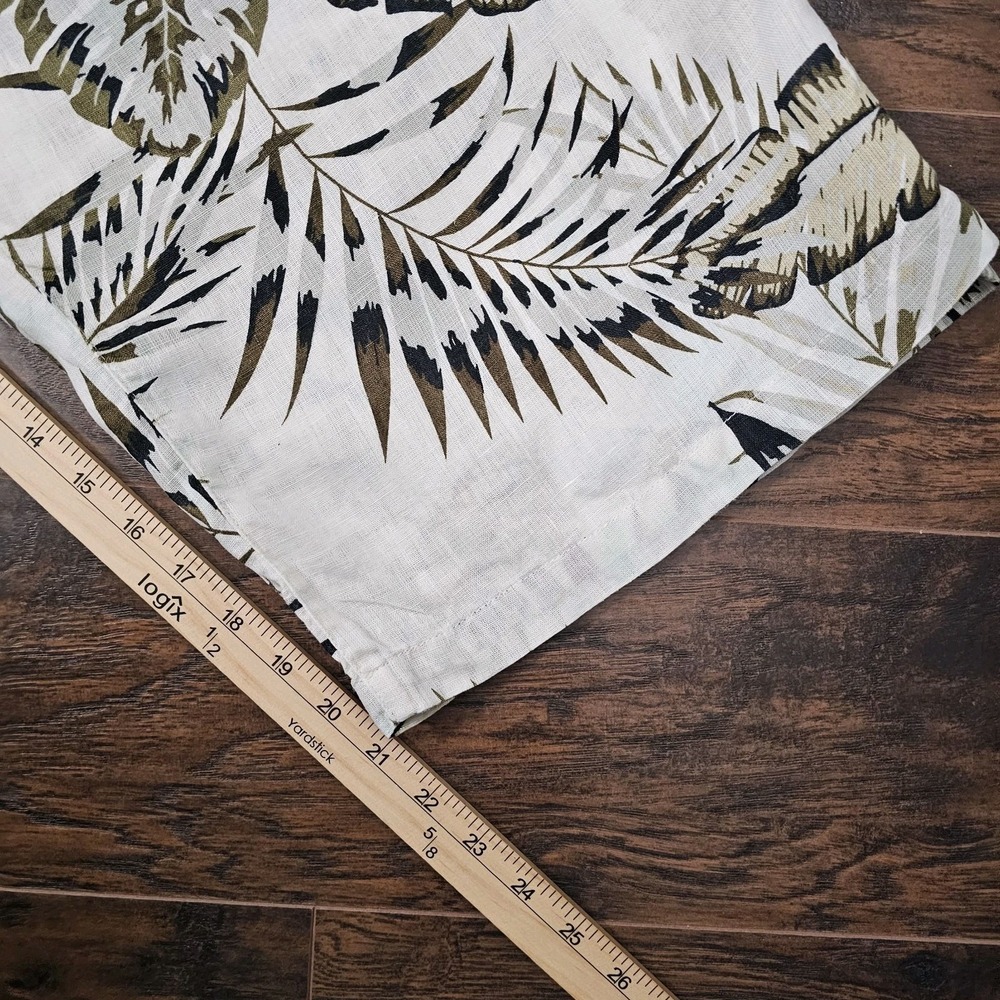C&C California 100% Linen Pull On Ivory Floral Tropical Beach Pants Plus 1X Read - Picture 5 of 14